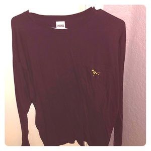 LG VS PINK MAROON/cheetah long sleeve tee